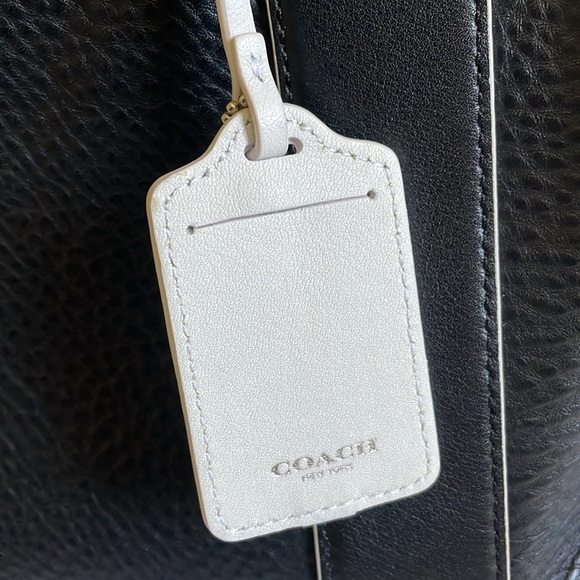 Coach Bleecker Edgepaint Leather Preston Satchel 30165 Silver/Black/White - Picture 13 of 14